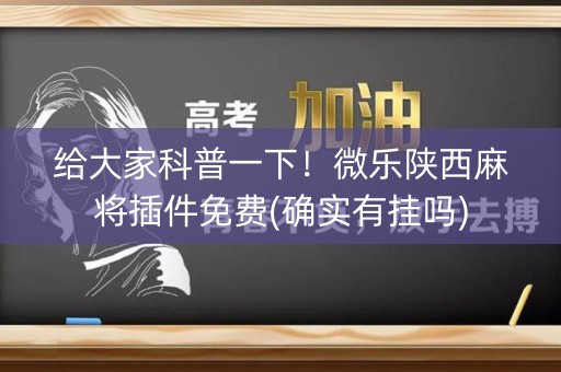 给大家科普一下！微乐陕西麻将插件免费(确实有挂吗)