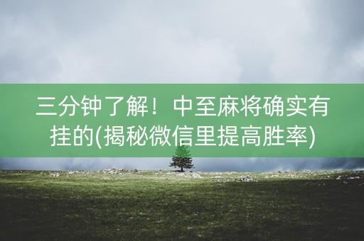 三分钟了解！中至麻将确实有挂的(揭秘微信里提高胜率)