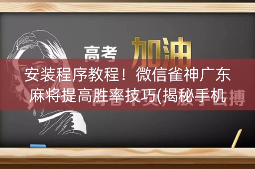 安装程序教程！微信雀神广东麻将提高胜率技巧(揭秘手机上提高胜率)