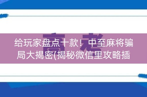 给玩家盘点十款！中至麻将骗局大揭密(揭秘微信里攻略插件)