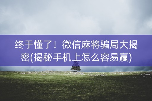 终于懂了！微信麻将骗局大揭密(揭秘手机上怎么容易赢)