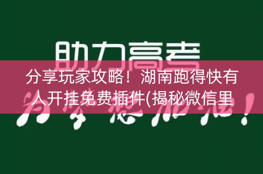 分享玩家攻略！湖南跑得快有人开挂免费插件(揭秘微信里最新神器下载)