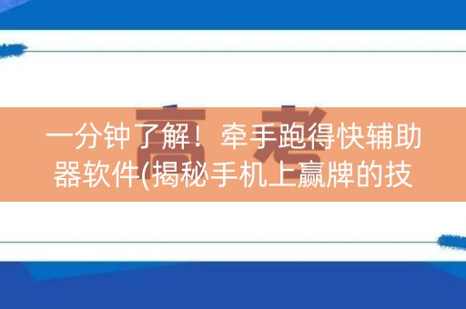 一分钟了解！牵手跑得快辅助器软件(揭秘手机上赢牌的技巧)