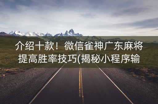 介绍十款！微信雀神广东麻将提高胜率技巧(揭秘小程序输赢规律)