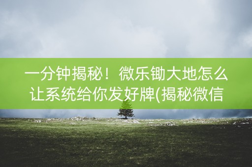 一分钟揭秘！微乐锄大地怎么让系统给你发好牌(揭秘微信里规律攻略)