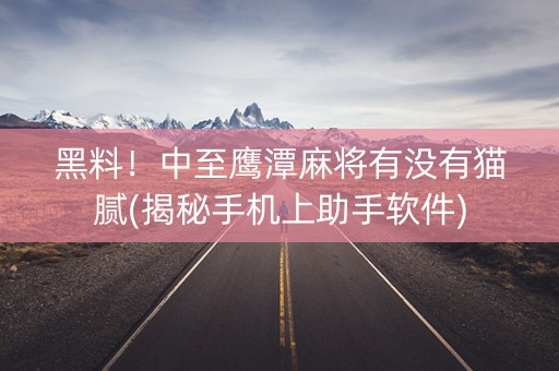 黑料！中至鹰潭麻将有没有猫腻(揭秘手机上助手软件)