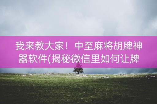 我来教大家！中至麻将胡牌神器软件(揭秘微信里如何让牌变好)