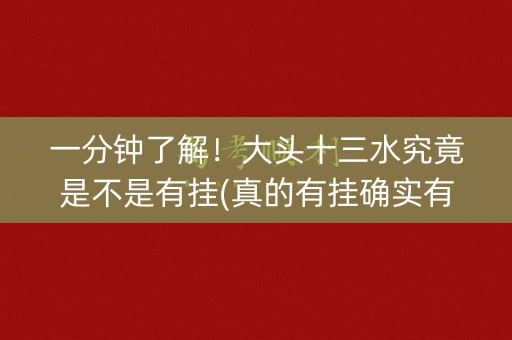 一分钟了解！大头十三水究竟是不是有挂(真的有挂确实有挂)