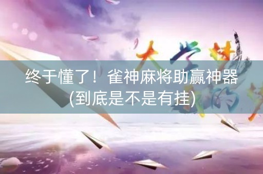 终于懂了！雀神麻将助赢神器(到底是不是有挂)