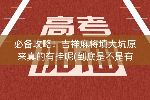 必备攻略！吉祥麻将填大坑原来真的有挂呢(到底是不是有挂)