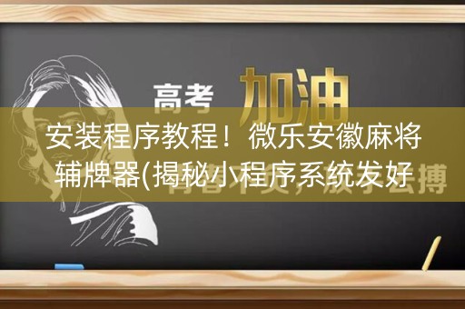 安装程序教程！微乐安徽麻将辅牌器(揭秘小程序系统发好牌)