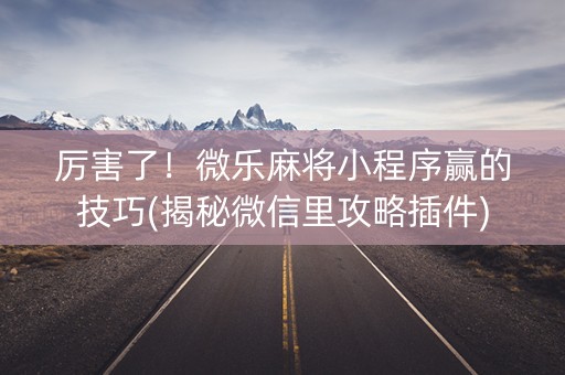 厉害了！微乐麻将小程序赢的技巧(揭秘微信里攻略插件)