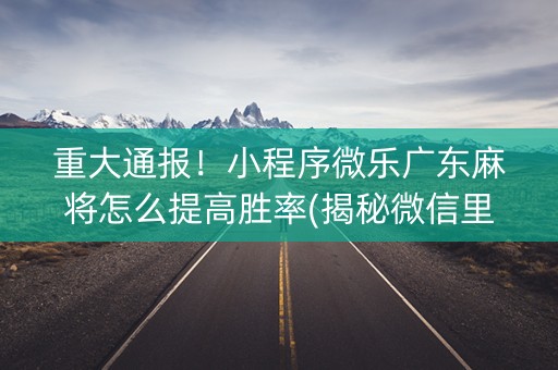 重大通报！小程序微乐广东麻将怎么提高胜率(揭秘微信里提高胜率)