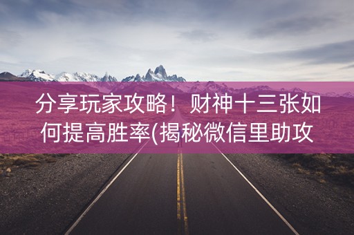 分享玩家攻略！财神十三张如何提高胜率(揭秘微信里助攻神器)