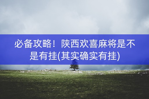 必备攻略！陕西欢喜麻将是不是有挂(其实确实有挂)