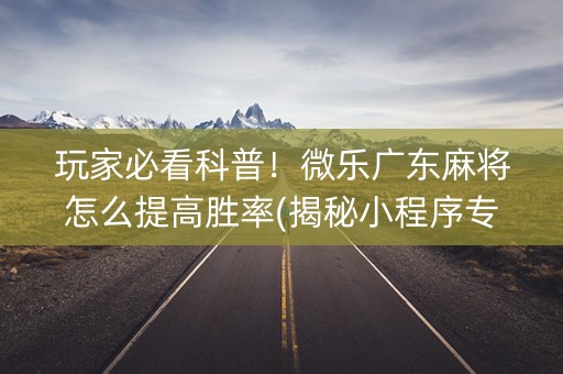 玩家必看科普！微乐广东麻将怎么提高胜率(揭秘小程序专用神器下载)