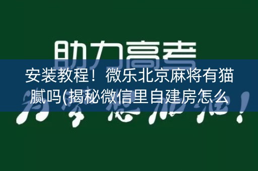 安装教程！微乐北京麻将有猫腻吗(揭秘微信里自建房怎么赢)