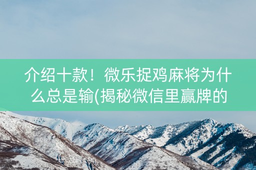 介绍十款！微乐捉鸡麻将为什么总是输(揭秘微信里赢牌的技巧)