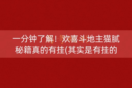 一分钟了解！欢喜斗地主猫腻秘籍真的有挂(其实是有挂的)