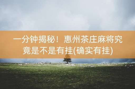 一分钟揭秘！惠州茶庄麻将究竟是不是有挂(确实有挂)