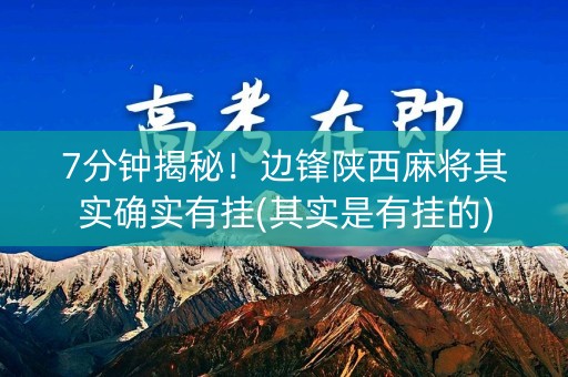 7分钟揭秘！边锋陕西麻将其实确实有挂(其实是有挂的)