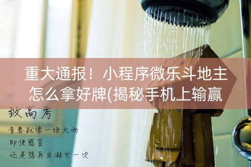 重大通报！小程序微乐斗地主怎么拿好牌(揭秘手机上输赢技巧)