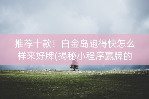 推荐十款！白金岛跑得快怎么样来好牌(揭秘小程序赢牌的技巧)