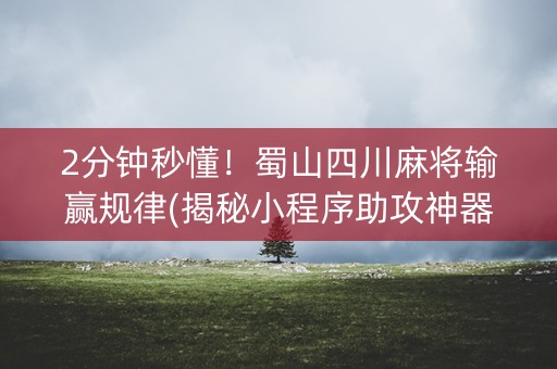 2分钟秒懂！蜀山四川麻将输赢规律(揭秘小程序助攻神器)