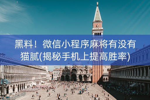 黑料！微信小程序麻将有没有猫腻(揭秘手机上提高胜率)