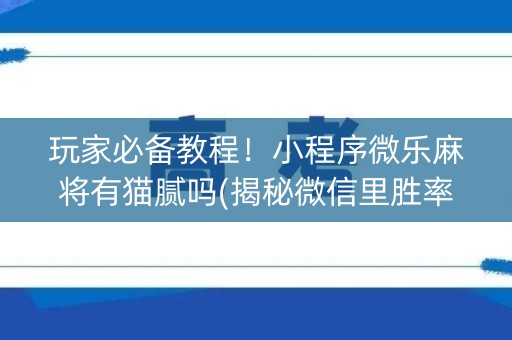 玩家必备教程！小程序微乐麻将有猫腻吗(揭秘微信里胜率到哪调)