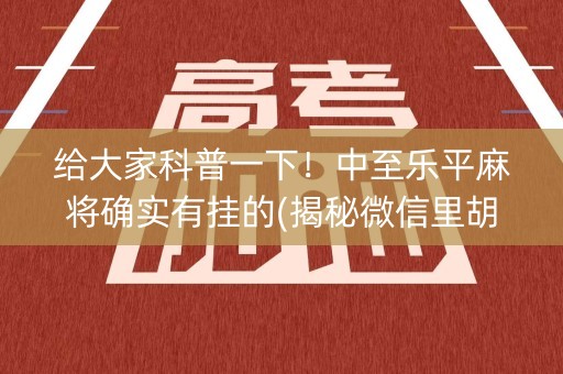 给大家科普一下！中至乐平麻将确实有挂的(揭秘微信里胡牌神器)