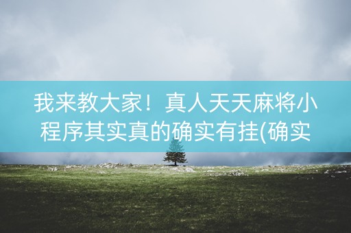 我来教大家！真人天天麻将小程序其实真的确实有挂(确实是有挂)