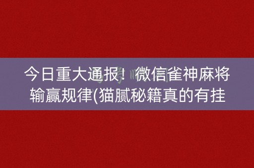 今日重大通报！微信雀神麻将输赢规律(猫腻秘籍真的有挂)