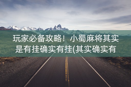 玩家必备攻略！小蜀麻将其实是有挂确实有挂(其实确实有挂)