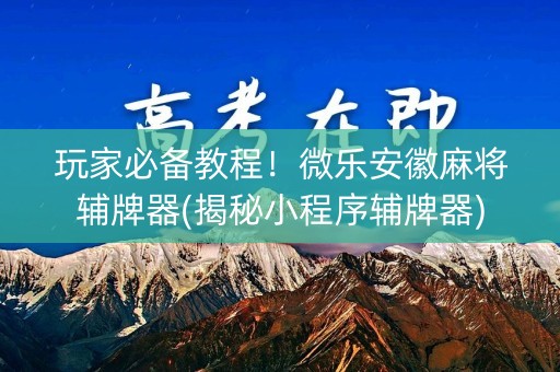 玩家必备教程！微乐安徽麻将辅牌器(揭秘小程序辅牌器)