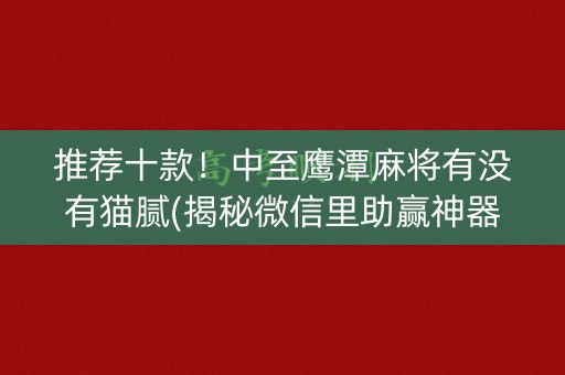 推荐十款！中至鹰潭麻将有没有猫腻(揭秘微信里助赢神器购买)