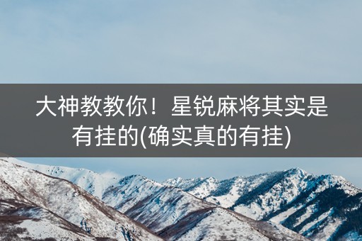 大神教教你！星锐麻将其实是有挂的(确实真的有挂)