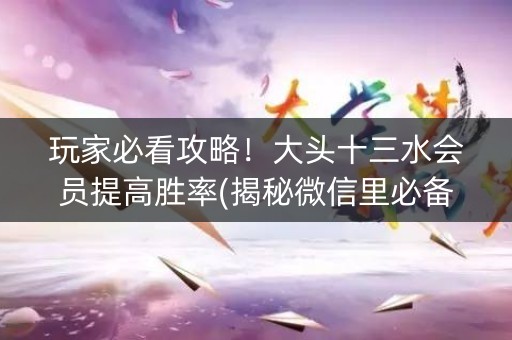 玩家必看攻略！大头十三水会员提高胜率(揭秘微信里必备神器)