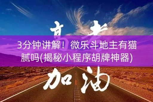 3分钟讲解！微乐斗地主有猫腻吗(揭秘小程序胡牌神器)