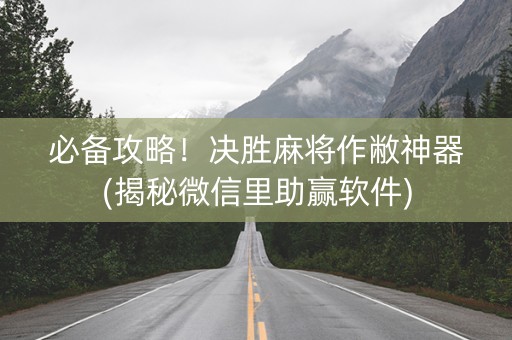 必备攻略！决胜麻将作敝神器(揭秘微信里助赢软件)