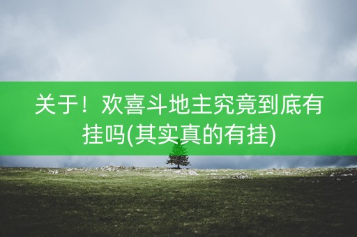 关于！欢喜斗地主究竟到底有挂吗(其实真的有挂)