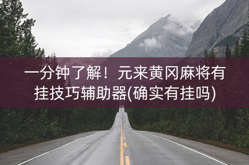 一分钟了解！元来黄冈麻将有挂技巧辅助器(确实有挂吗)