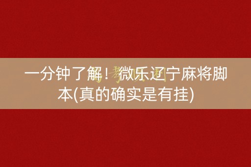 一分钟了解！微乐辽宁麻将脚本(真的确实是有挂)