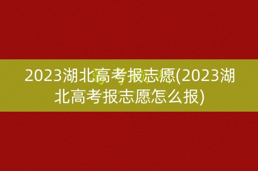 2023湖北高考报志愿(2023湖北高考报志愿怎么报)
