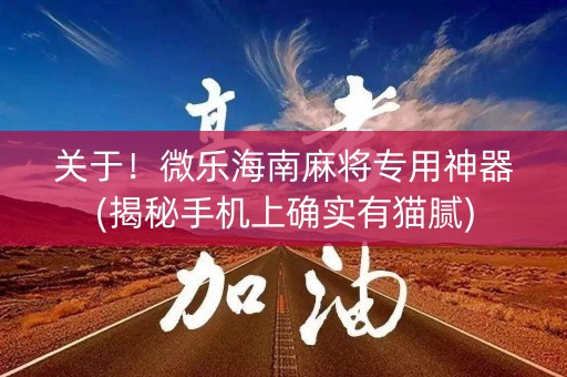 关于！微乐海南麻将专用神器(揭秘手机上确实有猫腻)