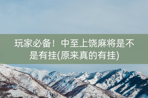 玩家必备！中至上饶麻将是不是有挂(原来真的有挂)