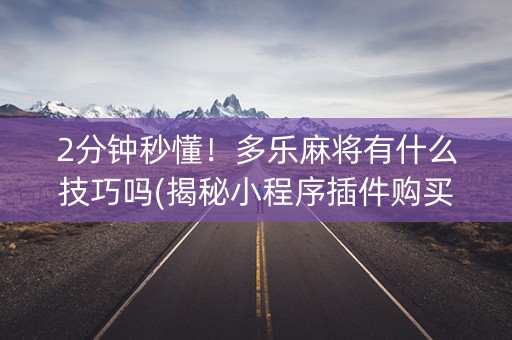 2分钟秒懂！多乐麻将有什么技巧吗(揭秘小程序插件购买)