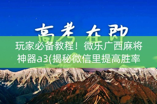玩家必备教程！微乐广西麻将神器a3(揭秘微信里提高胜率)