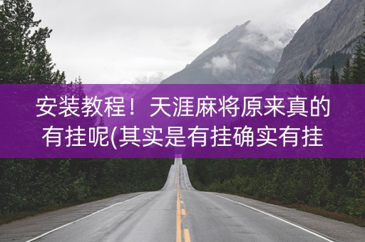 安装教程！天涯麻将原来真的有挂呢(其实是有挂确实有挂)