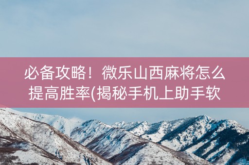 必备攻略！微乐山西麻将怎么提高胜率(揭秘手机上助手软件)